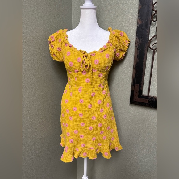 Entro mustard & pink floral mini dress - Picture 3 of 7